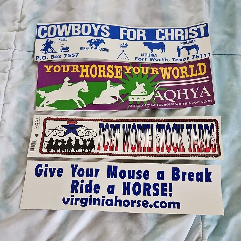 NWT Vintage Horse Equestrian Cowboy Bumper Stickers Lot Of 4